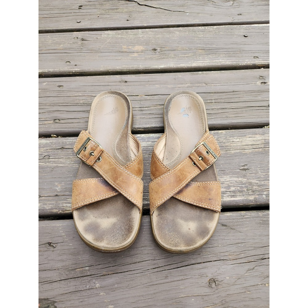 Red Wing Shoes Sandals Tan Brown Leather Cross Strap Buckle Slide 4116 Womens 9M